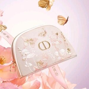NEW DIOR 2025 Mother's Day Cosmetic Pouch Embroidered Butterflies